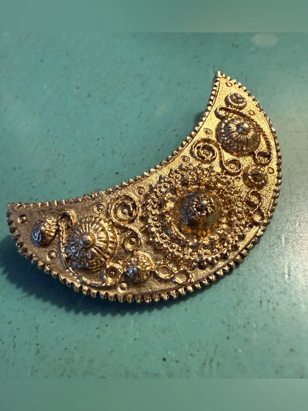 Celestial moon gold Tone brooch